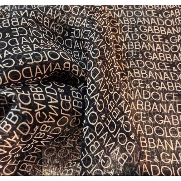 Dolce & Gabbana Signature Logo Black Silk Monogram Neck Hair Handbag Scarf - Picture 6 of 12